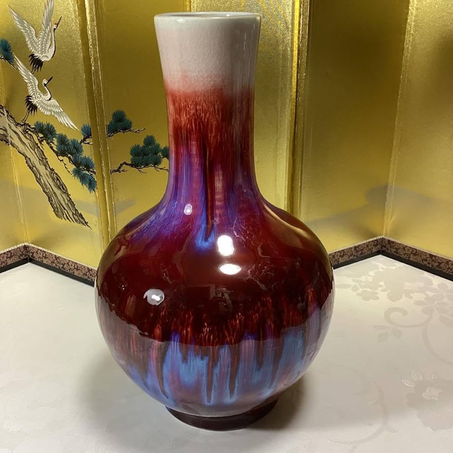 中国景徳鎮 花鳥紋様 詩文 中国美術 粉彩 色絵 天流瓶 花瓶