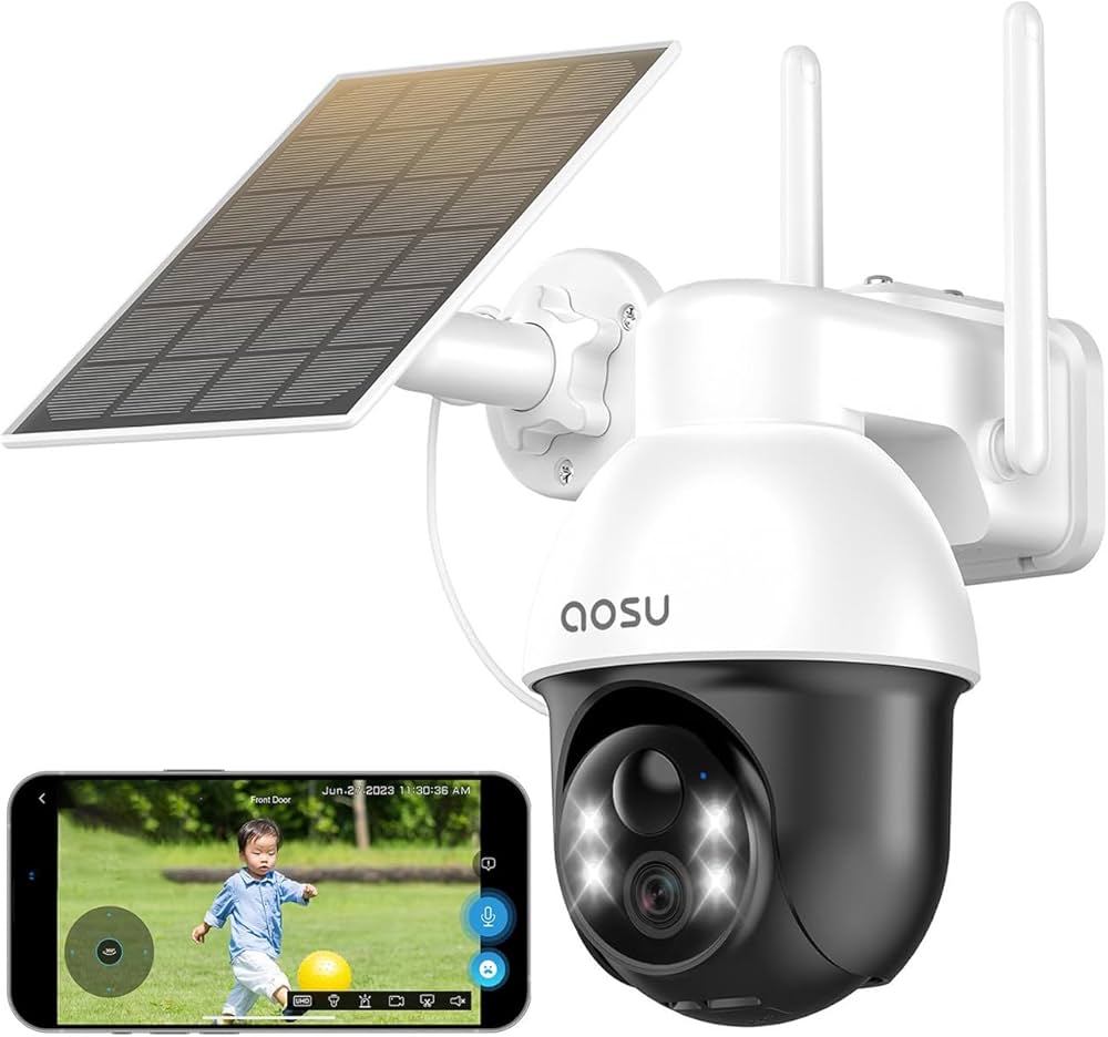 Amazon.co.jp: aosu 防犯カメラ 屋外 ソーラー 自動追尾 wifi 3MP 人感
