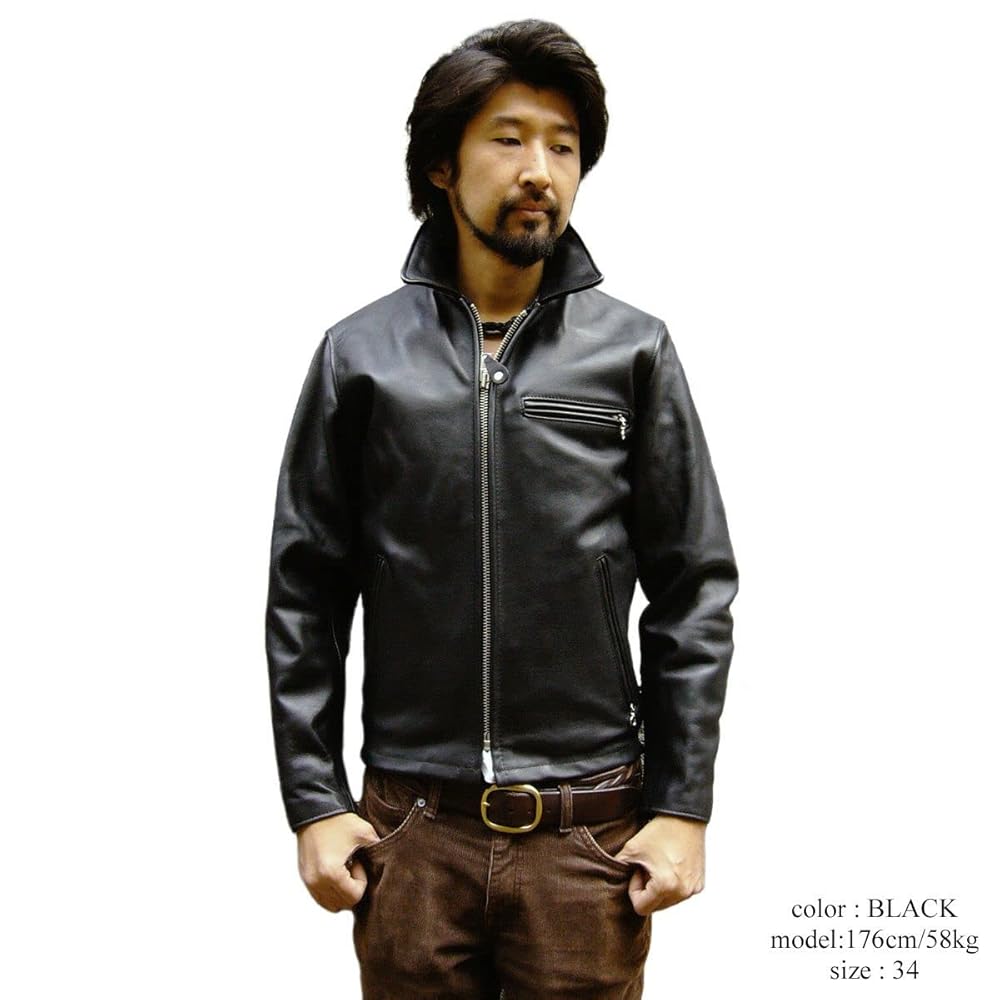 USA製ショット652☆襟付きシングルライダース36☆ライナー付きk