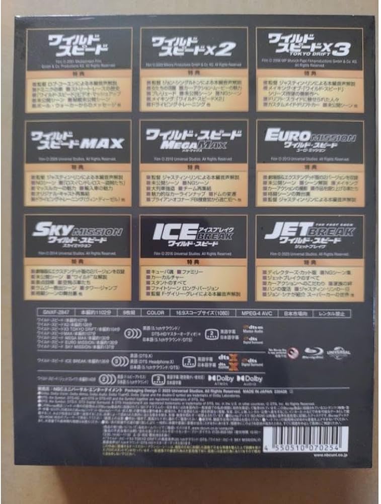 希少】ワイルドスピード 歴代シリーズ アート クリアファイル 全9種類