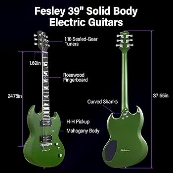 Amazon | Fesley 39インチ SG エレキギター:フルサイズ ソリッドボディ