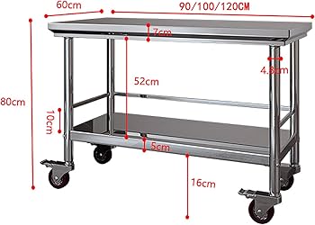 Amazon.co.jp: ステンレス鋼作業台 2段 90/100120×60×80CM ステンレス