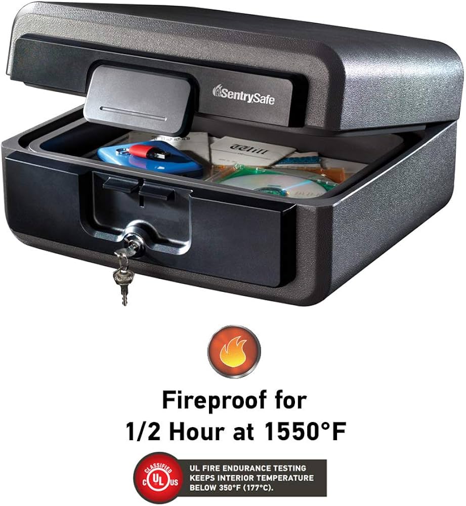 Amazon.co.jp: SAFESentrySafe 耐火・防水金庫 キーロック付き 自宅や