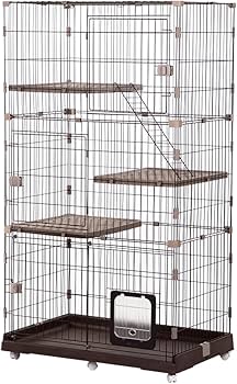 Amazon.co.jp: RAKU 猫 ケージ キャスター付 ワイド扉 大型猫 組立簡単