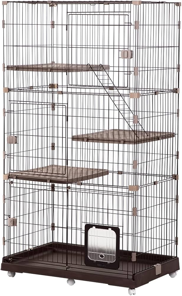 Amazon.co.jp: RAKU 猫 ケージ キャスター付 ワイド扉 大型猫 組立簡単