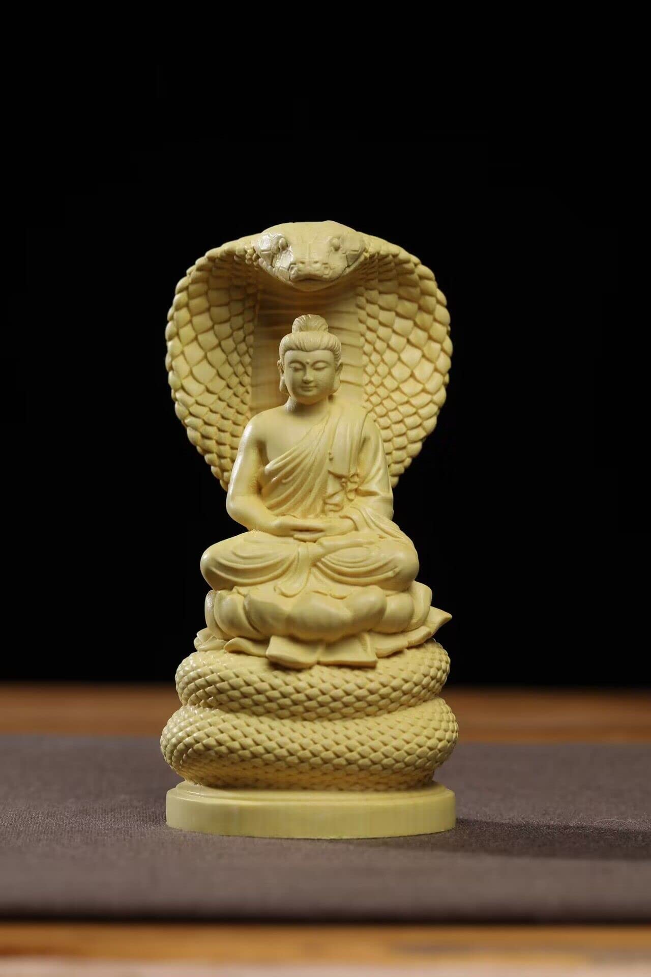 Amazon｜柘植製高級木彫り 仏壇仏像 蛇仏如来 彫刻仏像 高さ12cm 如来