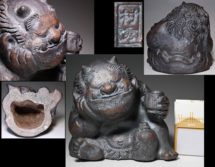 Amazon.co.jp: 【村秀鬼瓦工房】鬼もひるね徳利とぐい呑鬼の置物安田瓦