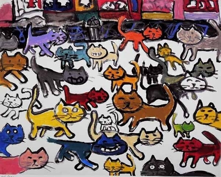 久下貴史 マンハッタナーズ 版画 「いかにも猫のフェデリコ」