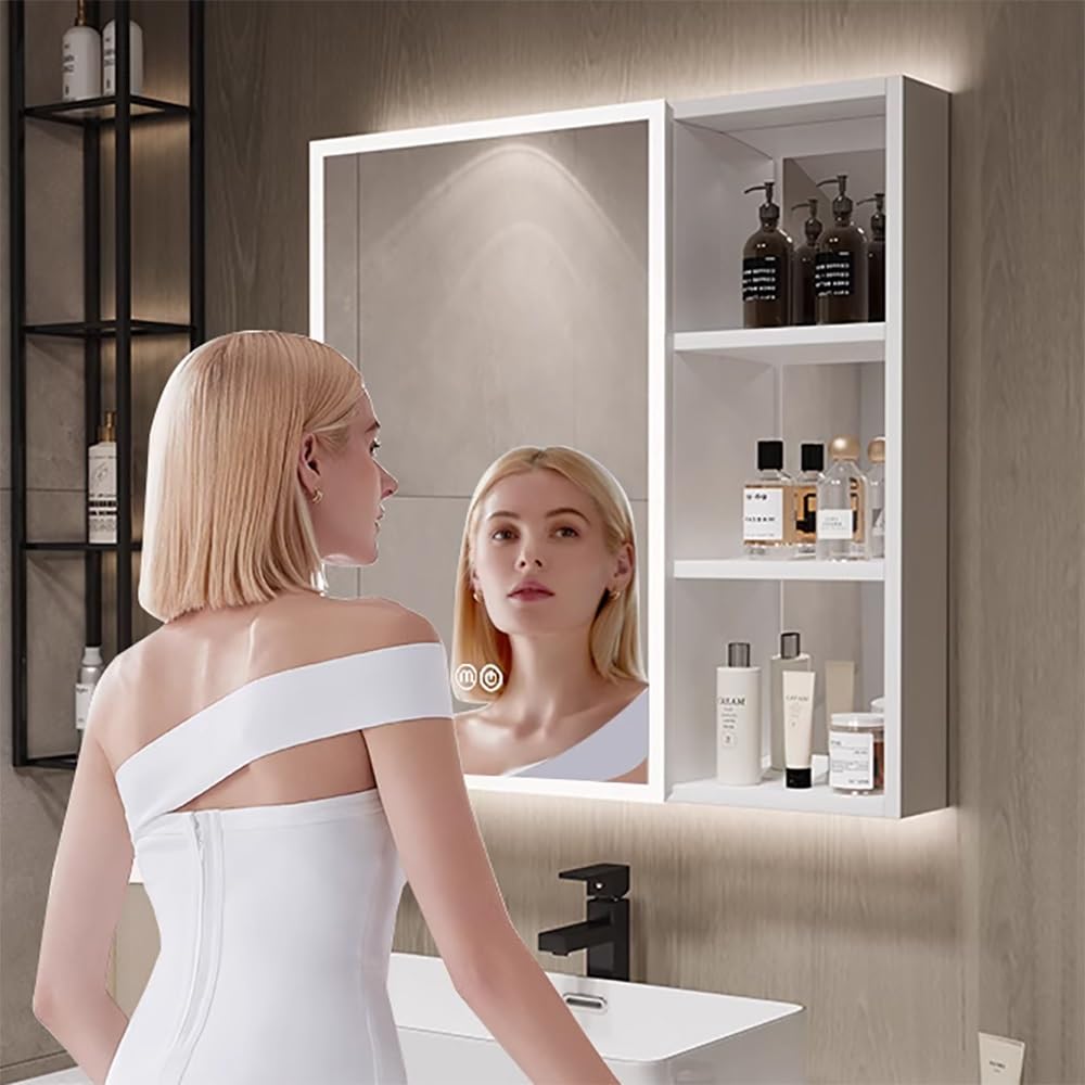 旭川 三陽家具工業 ガラスキャビネット ミラー付き飾り棚 照明付き