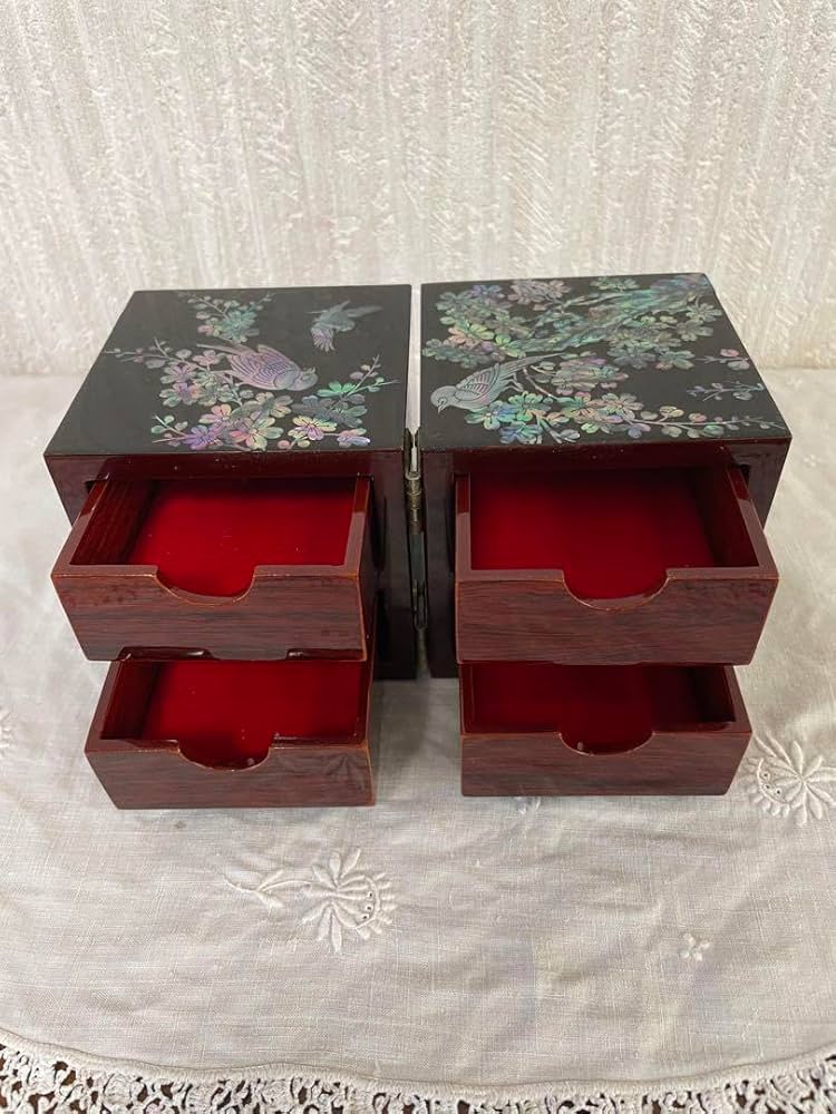 貝殻細工 韓国の伝統ゴージャスなジュエリーボックス宝石箱鏡付き