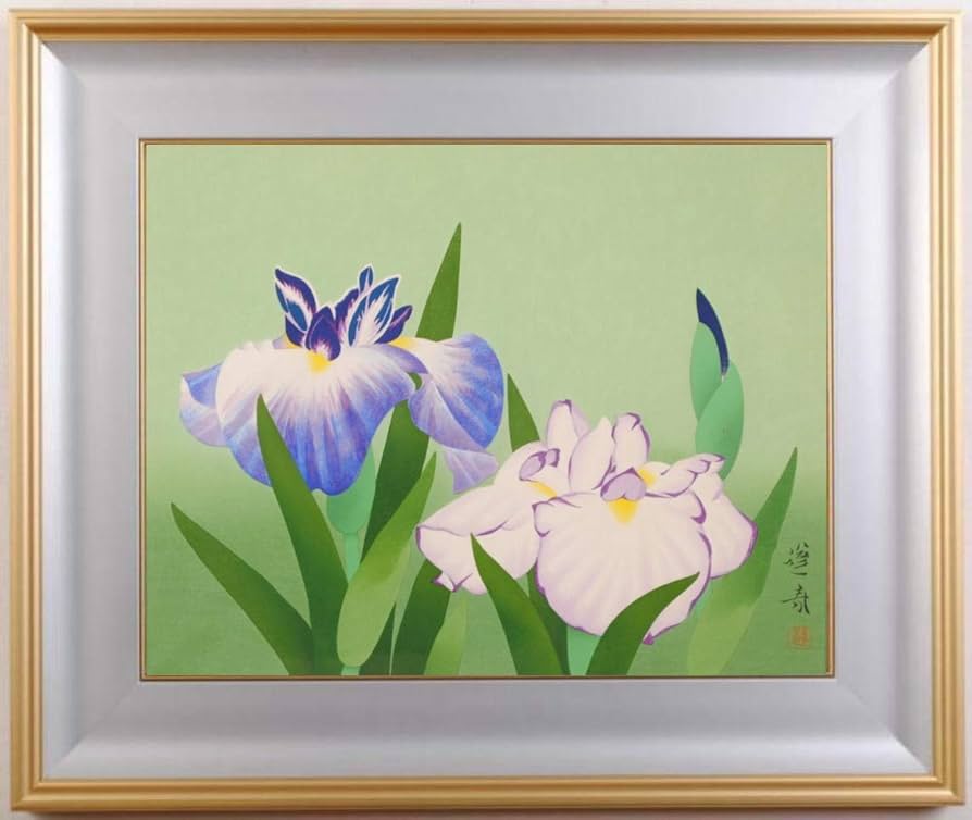 他の方発送×花菖蒲【肉筆日本画】作者不詳 印あり 他の方