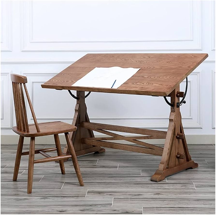 Amazon.co.jp: ヴィンテージホワイトワックスウッド製図台と椅子、360
