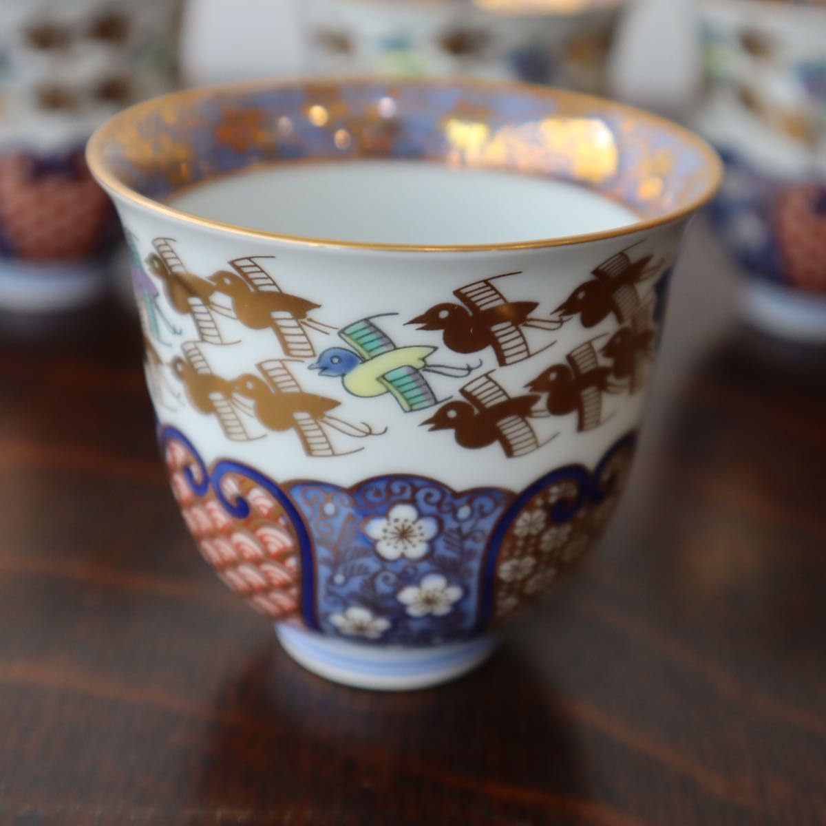 2170 其泉 賞美堂 金彩千鳥祥瑞 茶器セット 急須1客 湯呑5客 2170