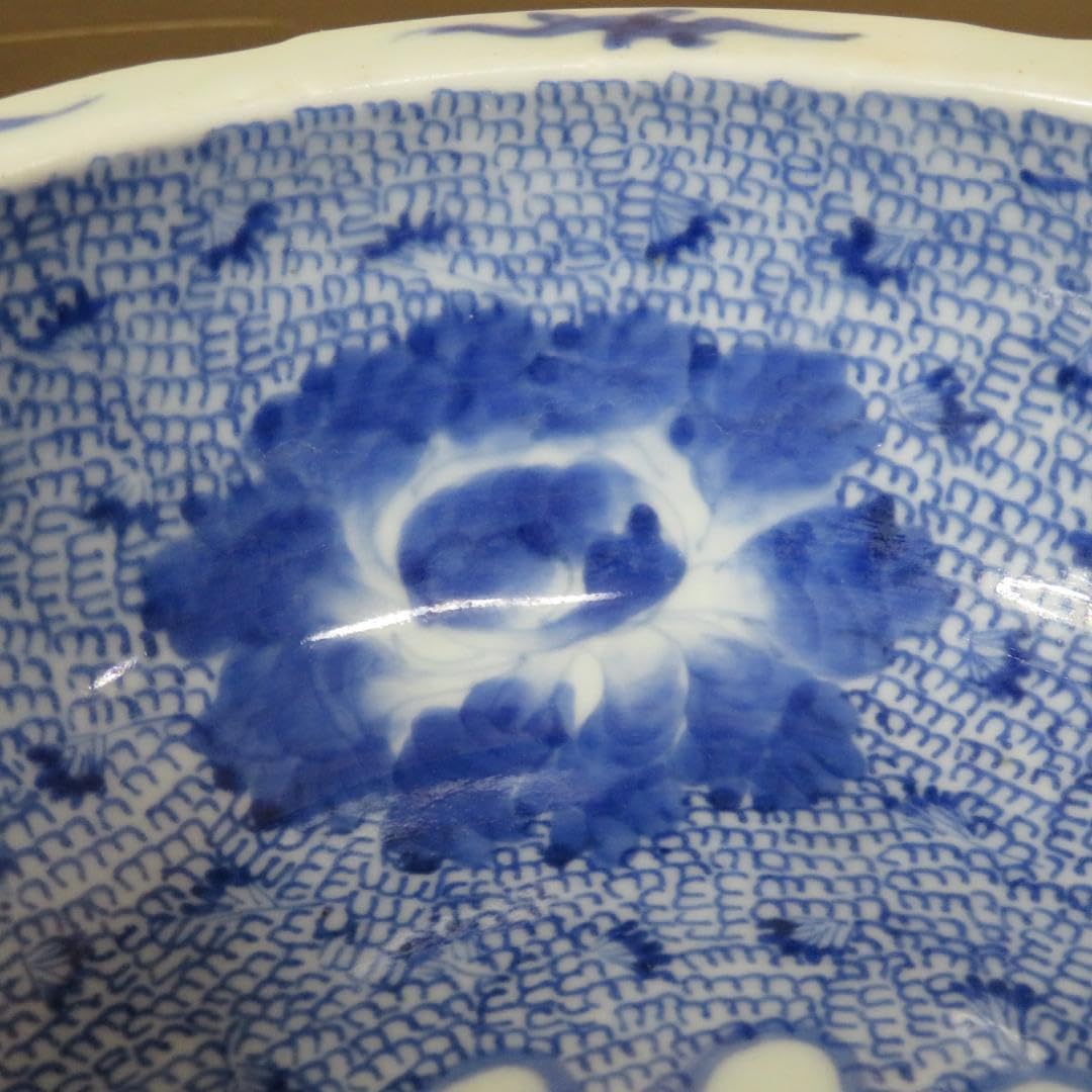 Amazon.co.jp: 鉢 丼 微塵唐草 厚手 蛇の目 江戸 明治 ススキ 鶴