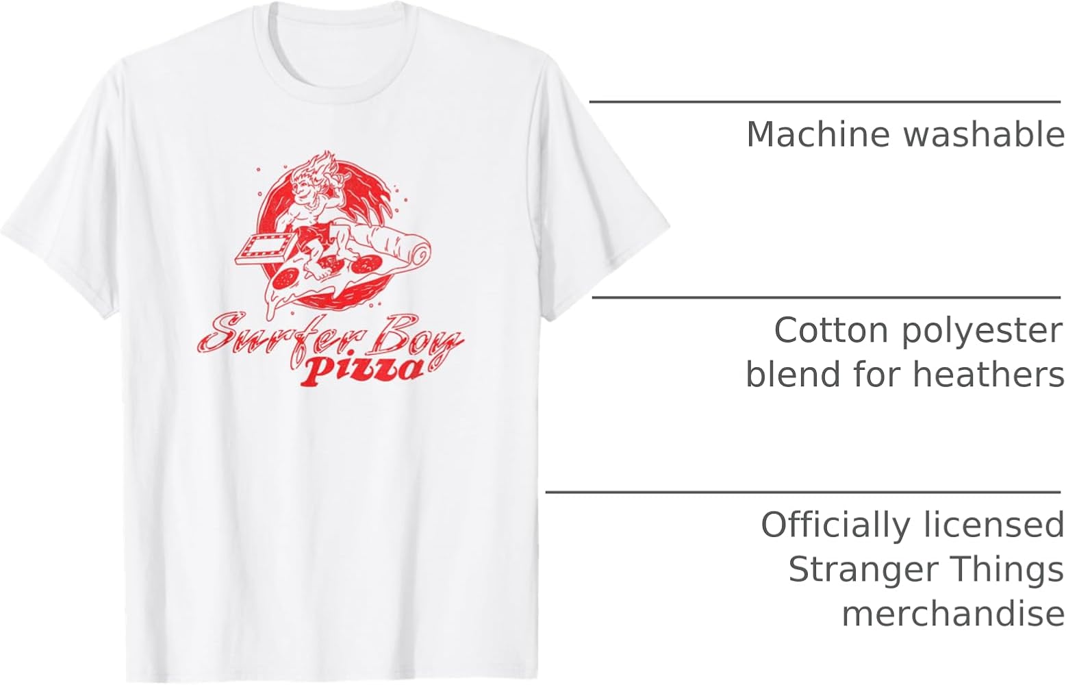 Amazon.com: Stranger Things 4 Surfer Boy Pizza Employee Front Back