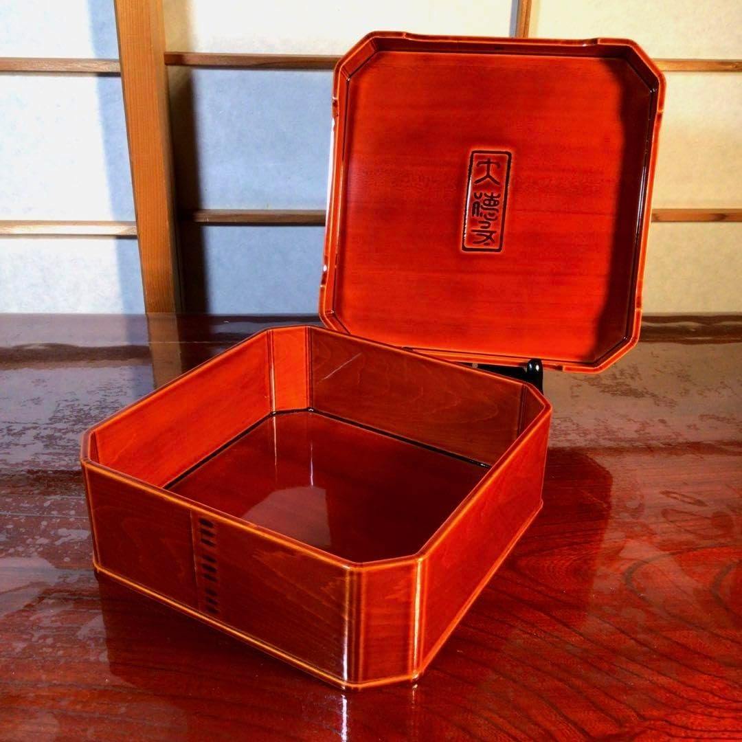 風流庵】 『縁高弁当』 飛騨 春慶塗 ☆ 大徳寺重 (五客) 紙箱