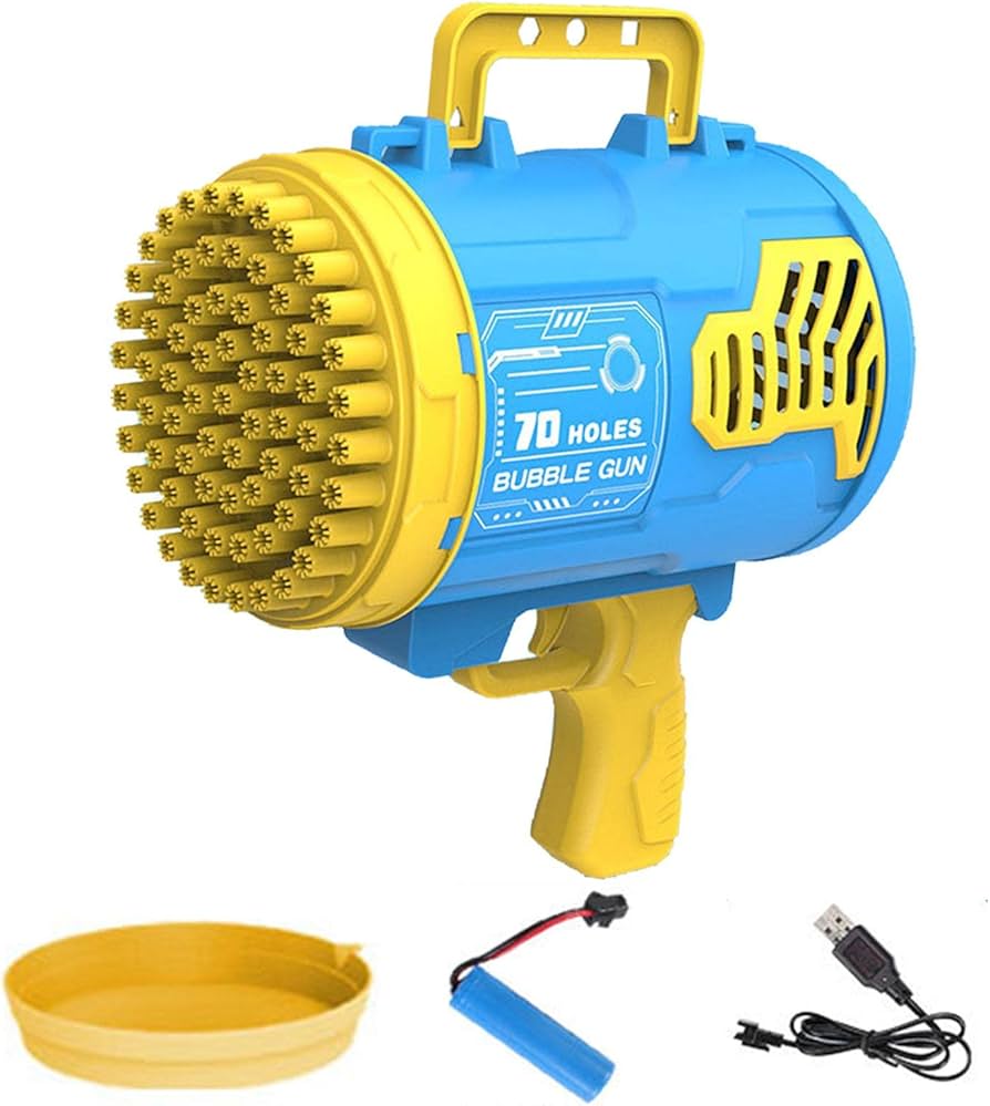 Amazon.co.jp: 充電式 70穴バブルガン シャボン玉 電動 バズーカ砲形