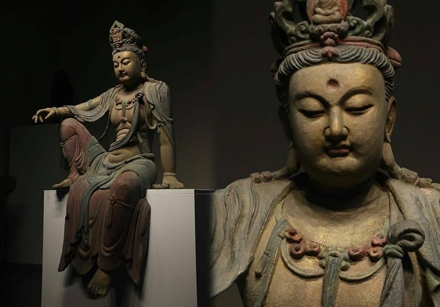 700〜400年前頃稀少レア極彩色時代仏教美術菩薩如来坐像