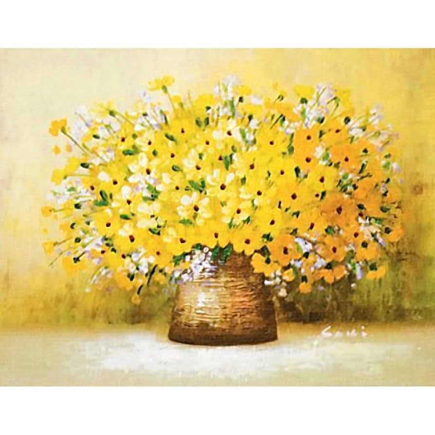 額装油絵 「黄色い小花」 木村咲 価格応談 額装油絵 「黄色い小花