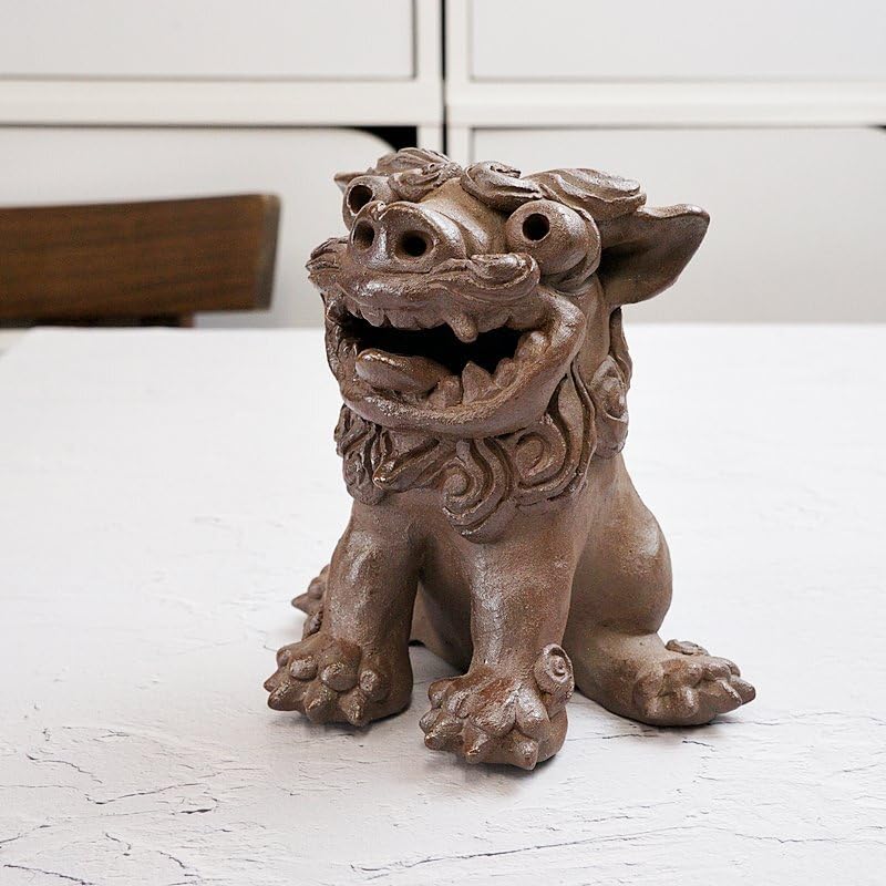 沖縄・名工「新垣榮用・壺屋焼シーサー」狛犬・榮用窯・荒焼・手ひねり