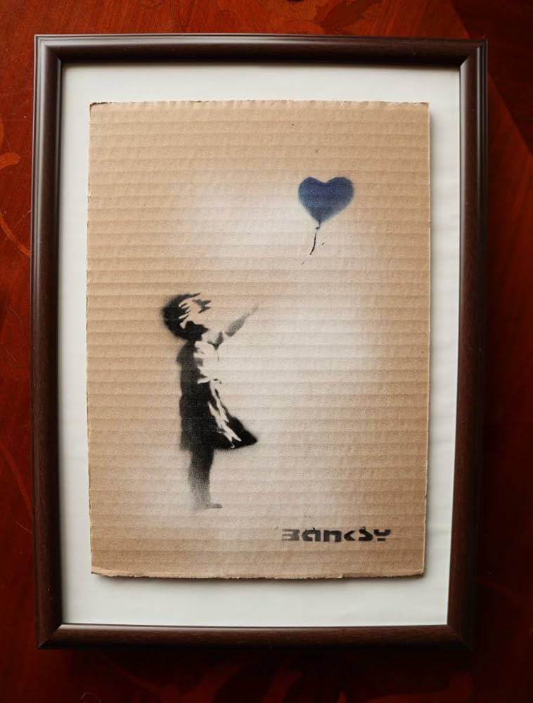 ストリートアートサイン Banksy ロードサイン 額装済み 標識 希少