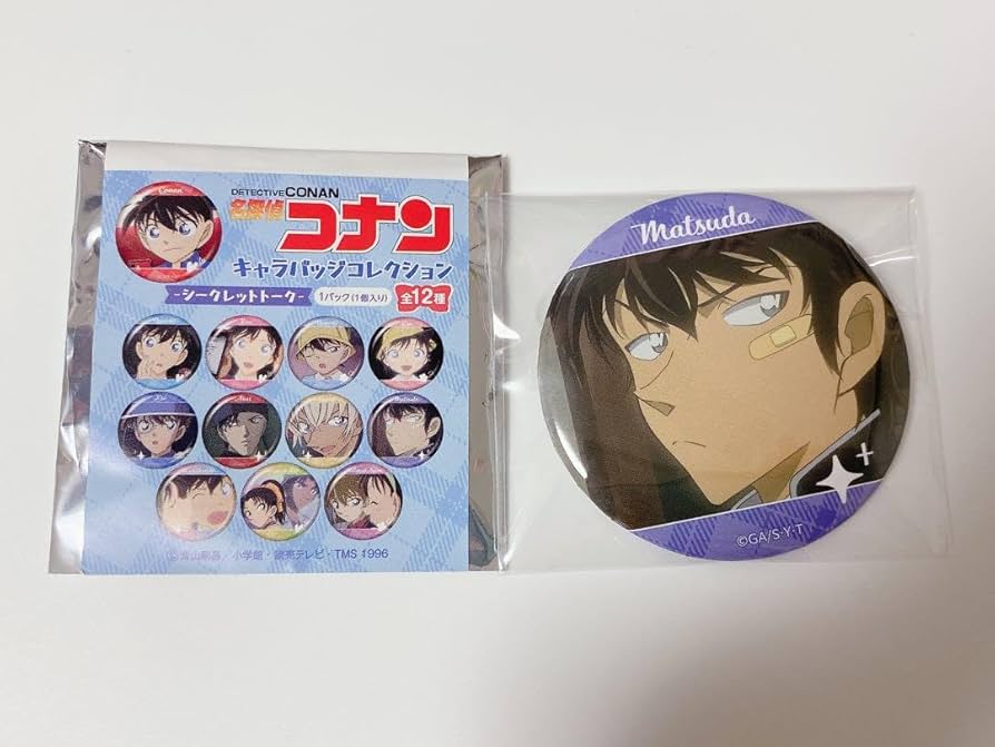 31日まで】名探偵コナン コナン コナンプラザ ハート型缶バッジ 松田陣