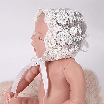 Amazon.com: Baby Bonnet Lace Floral Sun Hat with Ribbon Tie Photo