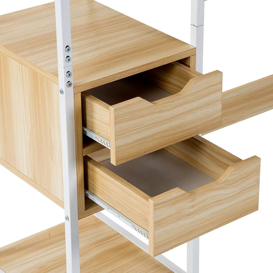 Amazon | 【配達予定日2-3日】パソコンデスク 引き出し付き ラック付き