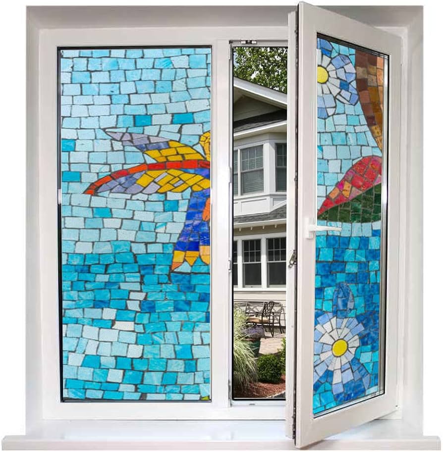 Amazon｜ステンドグラスフィルム カラフルなモザイクアートワーク