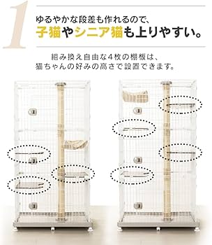 Amazon | アイリスオーヤマ キャットタワー付ケージ ワイド オフ