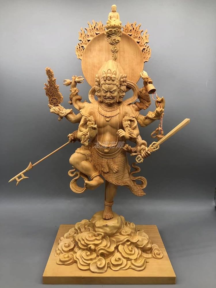 Amazon｜仏像 烏枢沙摩明王 柘植製高級木彫り 総高14cm＿密教（トイレ