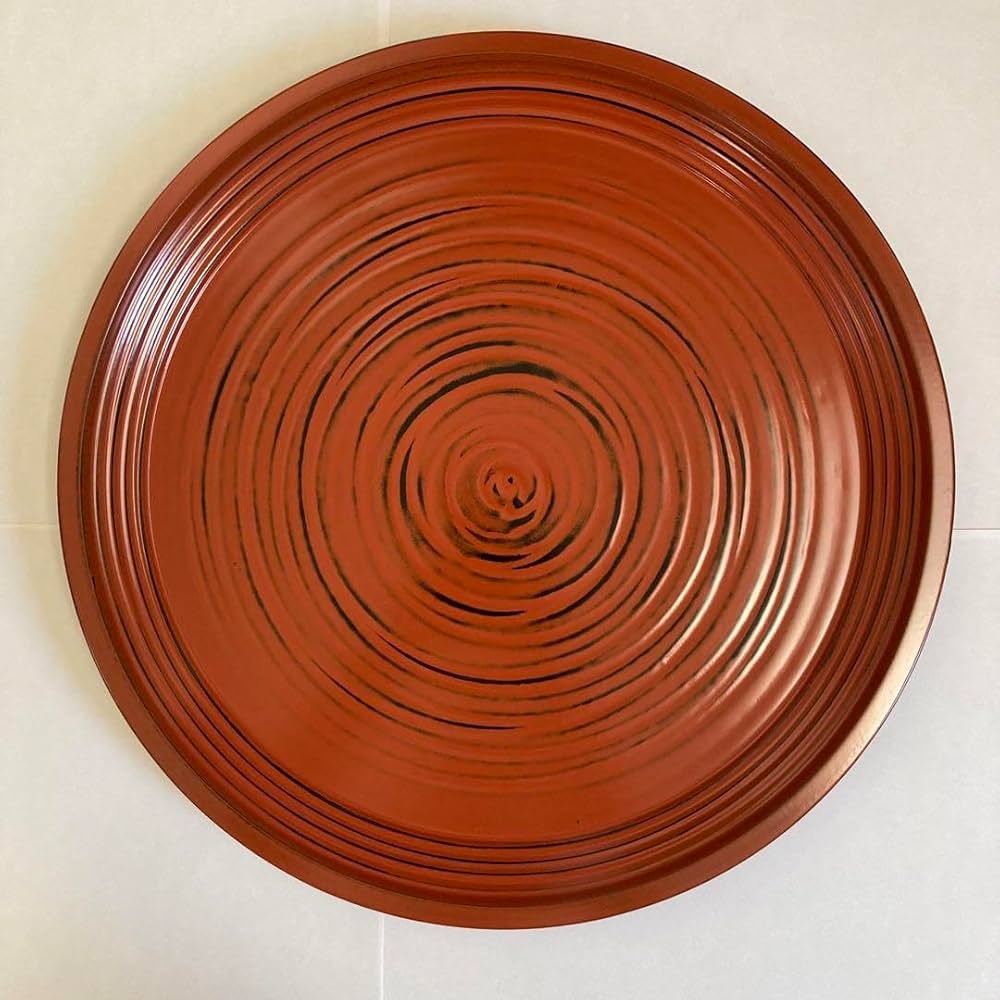 Amazon.co.jp: 象彦の丸盆 (根来塗 漆器 ロクロ目 朱塗り 丸盆 大