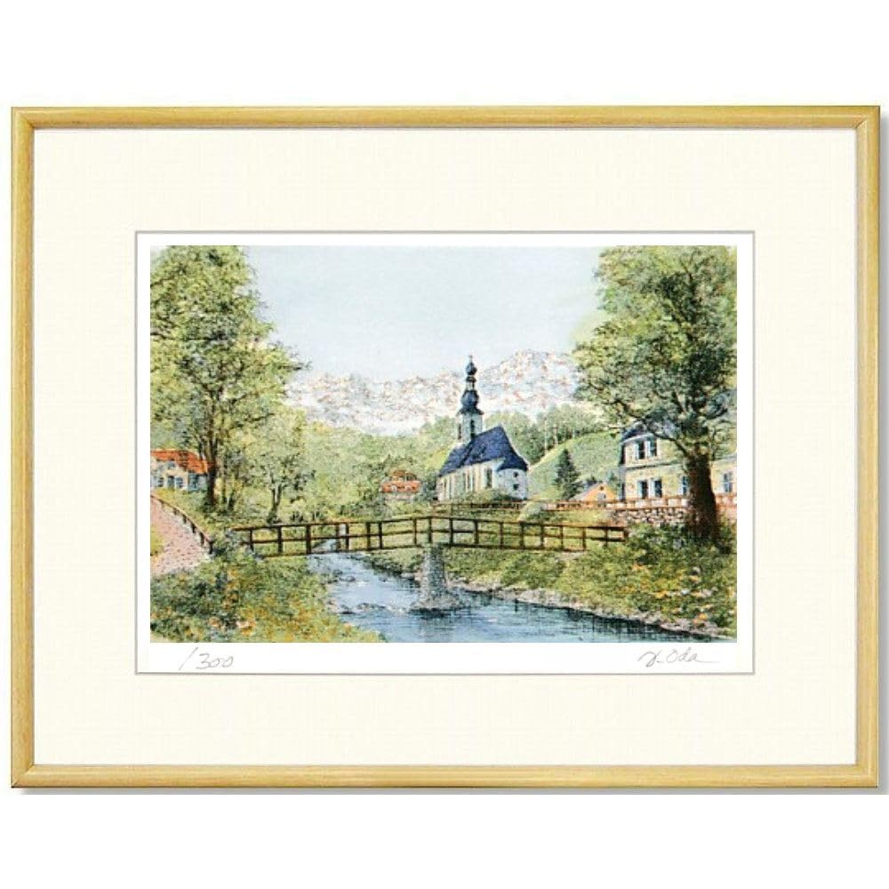 絵画・額縁・版画・織田 義郎・新品未使用・緑の丘(スイス