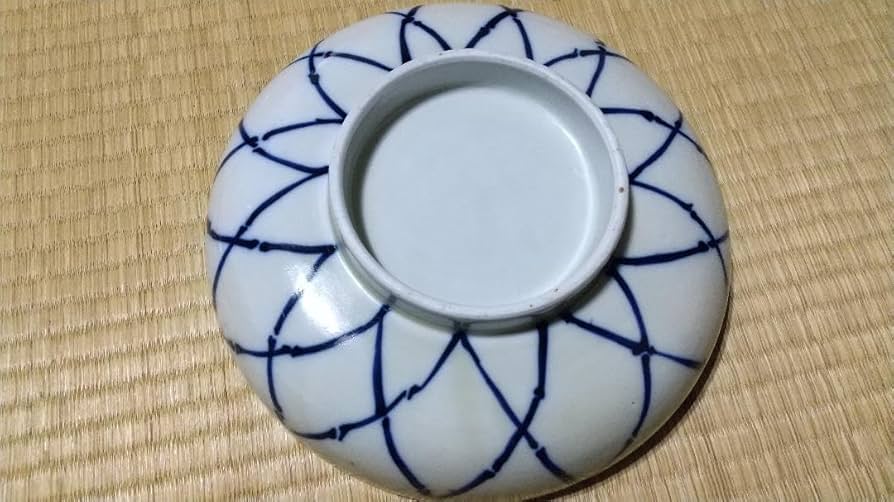 古伊万里小振色絵網目紋三つ鉢・深皿（大）径24.5×高7cm