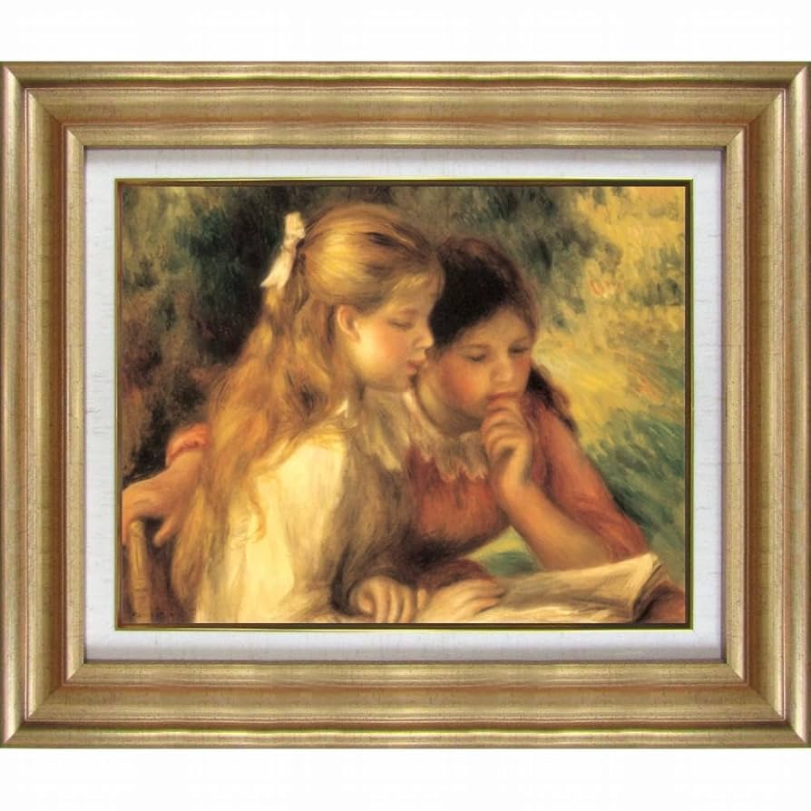 絵画 油絵 絵 インテリア 額付（白） F4-42023 人物 雪国の子供たち