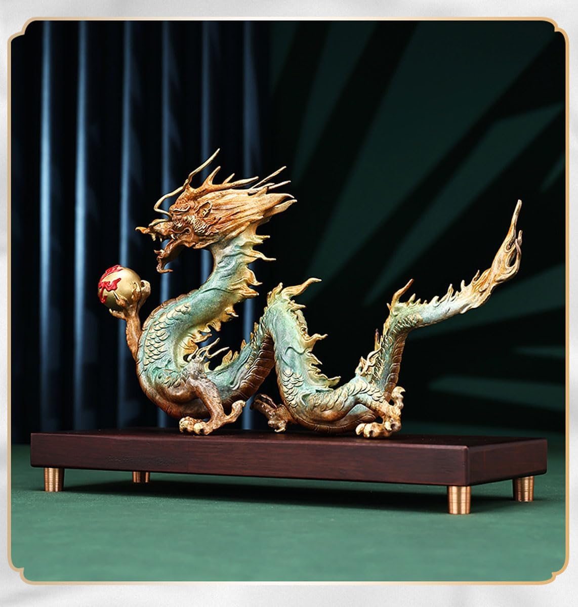 超美品 雲龍 龍 置物 風水 開運 金属工芸 縁起物 箱入 超美品 雲龍 龍