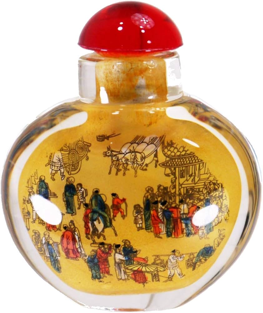 Amazon.co.jp: 鼻煙壺 (小) 老街 中国伝統工芸品 内絵ガラス瓶