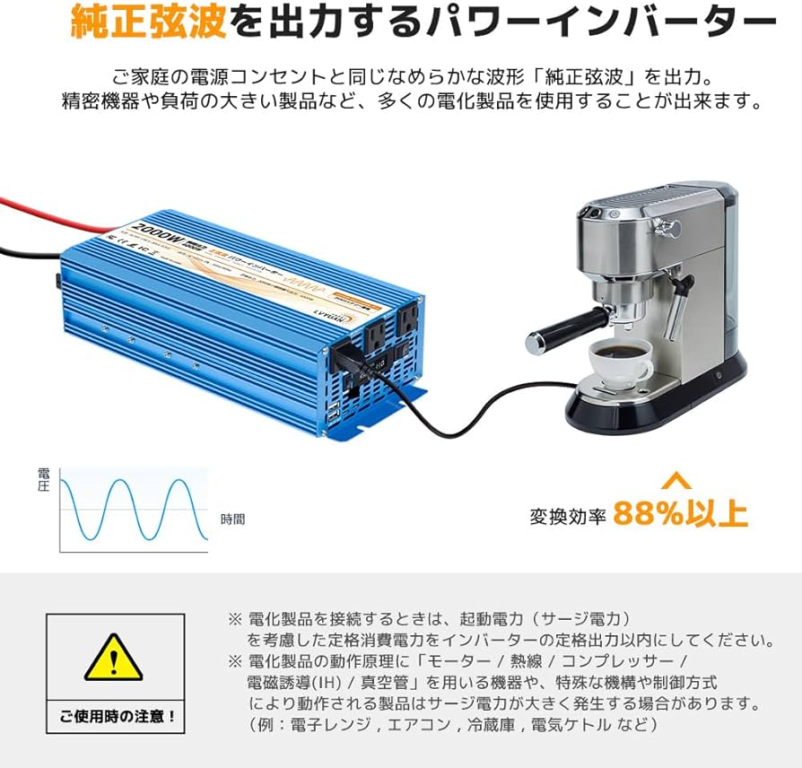 Amazon | LVYUAN（リョクエン） 正弦波インバーター 12V/2000W(瞬間