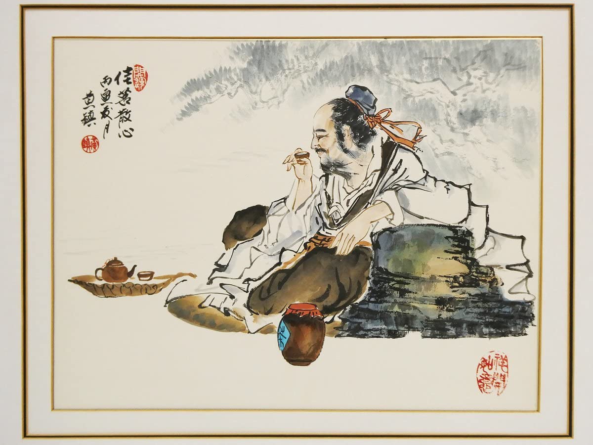 棟方志功在銘色紙水墨画 【大首 花深処無行跡】肉筆 額装 落款在 模写