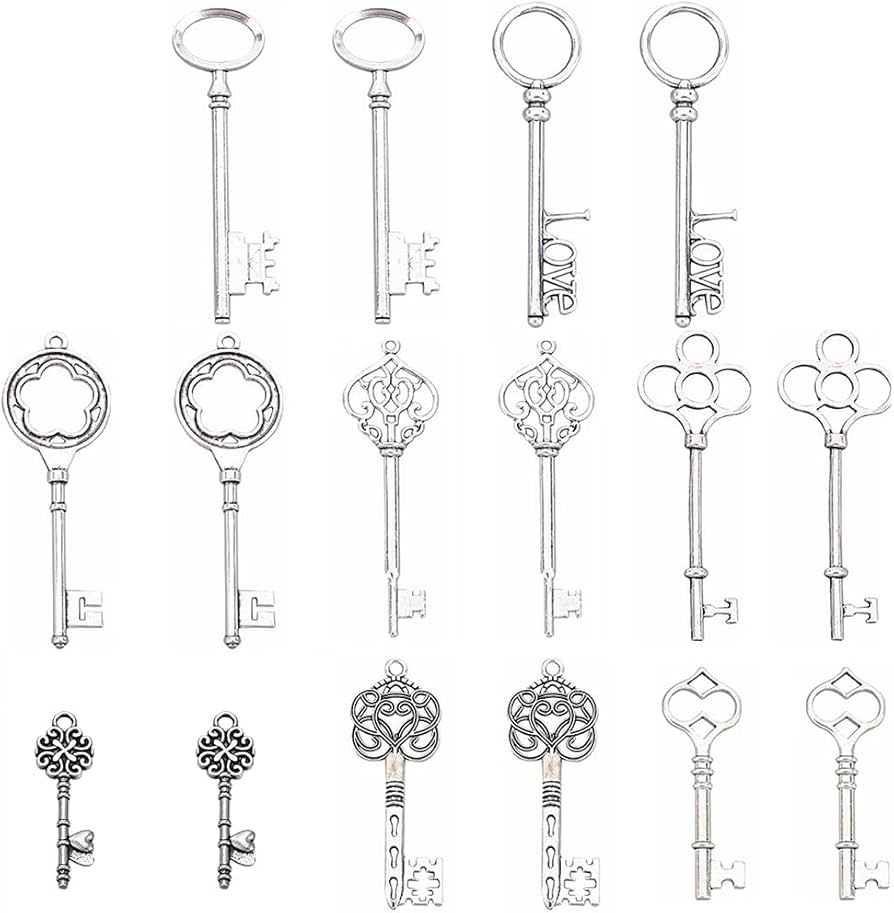 Amazon | SUNNYCLUE 16個8種 鍵 チャーム カギ チャーム かぎ チャーム
