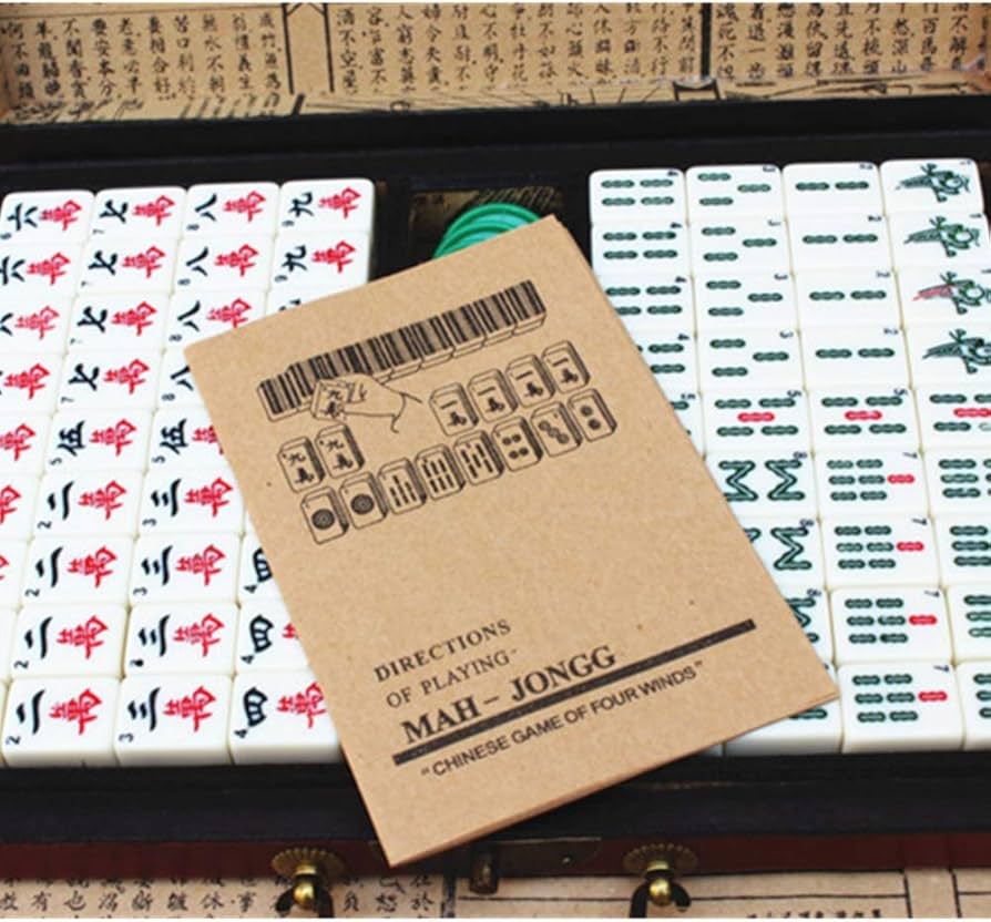 麻雀牌セット オールブラック 木製ケース付き 麻雀牌セット オール