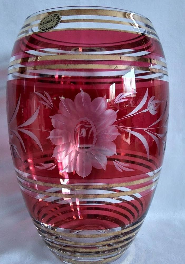 花瓶 高さ19.3 cm 赤茶 硝子 花生 アンティーク 吹きガラス 花瓶 高さ