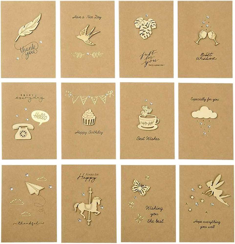 Amazon | moin moin メッセージ カード + 中紙 + 封筒 12種セット