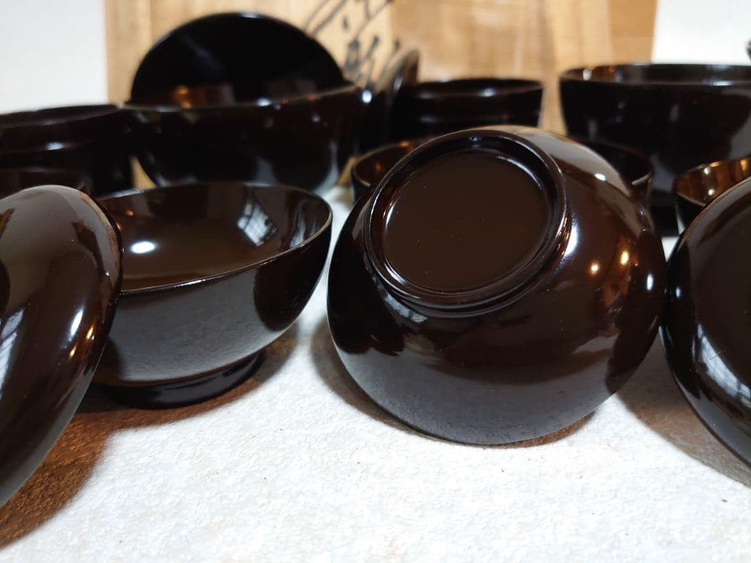 希有 輪島塗 木製漆器 鷺蒔絵 吸物椀 十客14.5cmお正月 輪島塗 吸物椀