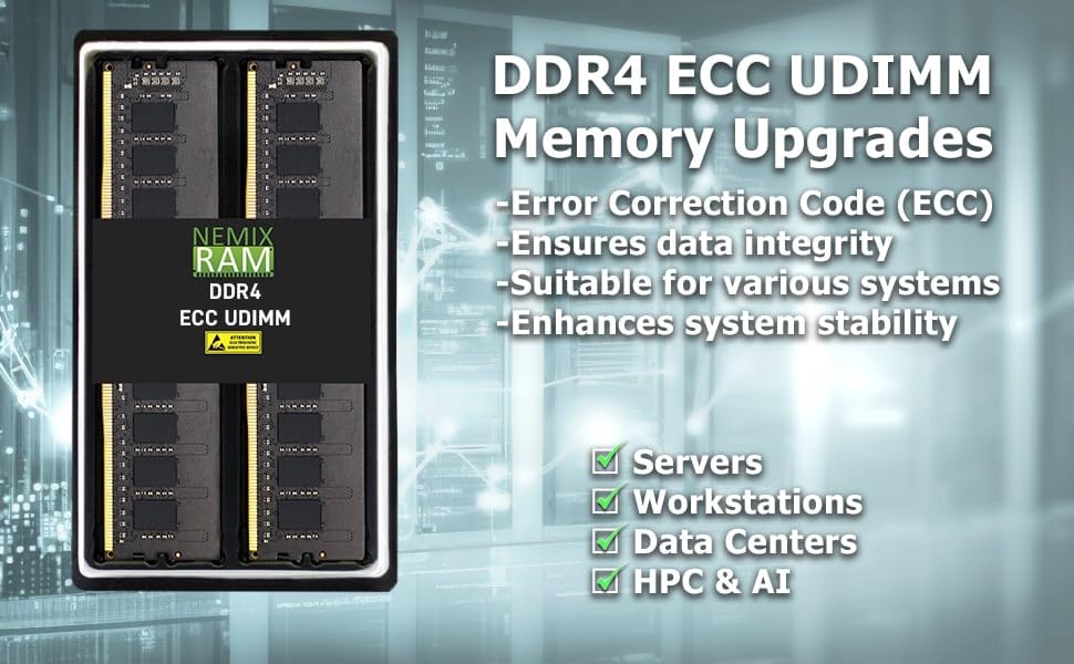 NEMIX RAM 16GB (1X16GB) DDR4 2400MHZ PC4-19200 2Rx8 1.2V CL17 288