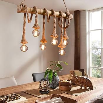 Amazon | ZEKOO ペンダントライト 麻縄ロープ 2灯 吊り下げ 照明器具