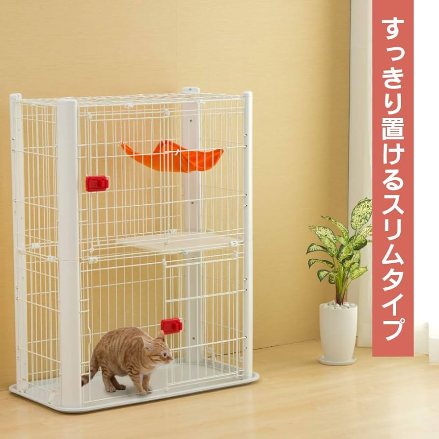Amazon.co.jp: アイリスオーヤマ 猫 ケージ スリムケージ 2段 ホワイト