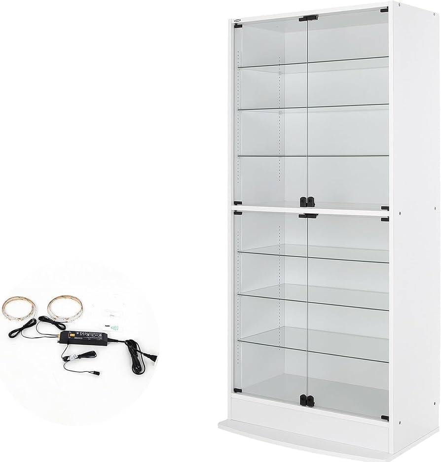 JAJAN ホワイト ガラス ディスプレイケース Amazon.co.jp: (JAJAN)[ 鍵