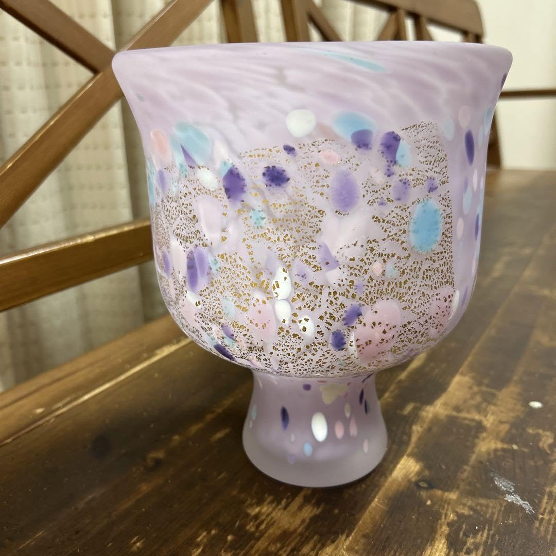 文化勲章受賞作家 藤田喬平作 手吹「三彩」 共箱入 文化勲章受賞作家