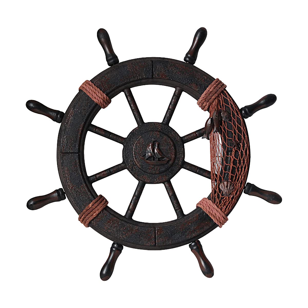 Amazon.co.jp: 木製 舵輪 錨 アンティーク 海賊 インテリア 御洒落 船